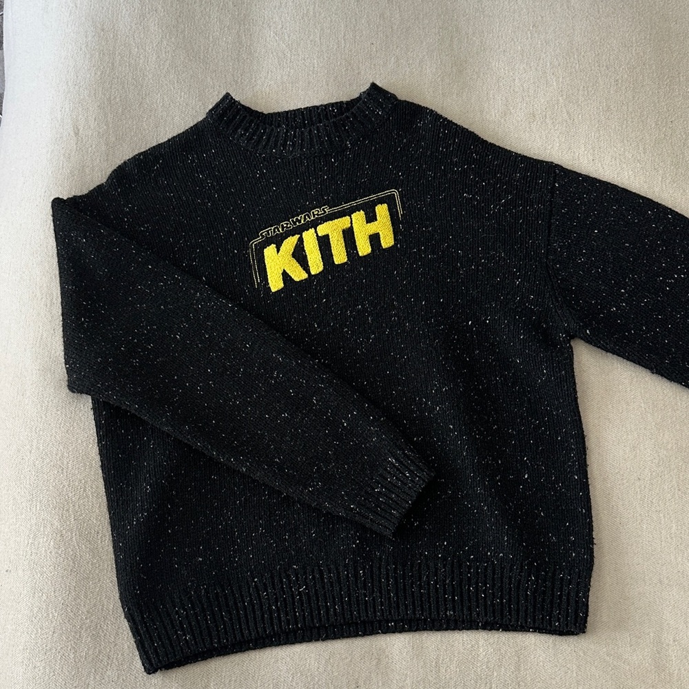 Kith Speckled Black Sweater with Yellow Logo